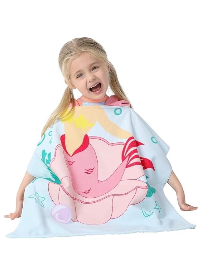 HOOKOR Kids Bath Towel for 1-6 Years Toddler, Kids Hooded Towel, Microfiber Bath Towel Super Soft Robe Poncho Bathrobe, kids Swimming Beach Holiday Water Playing Pool Bath Coverups (3D Mermaid) - Image 5