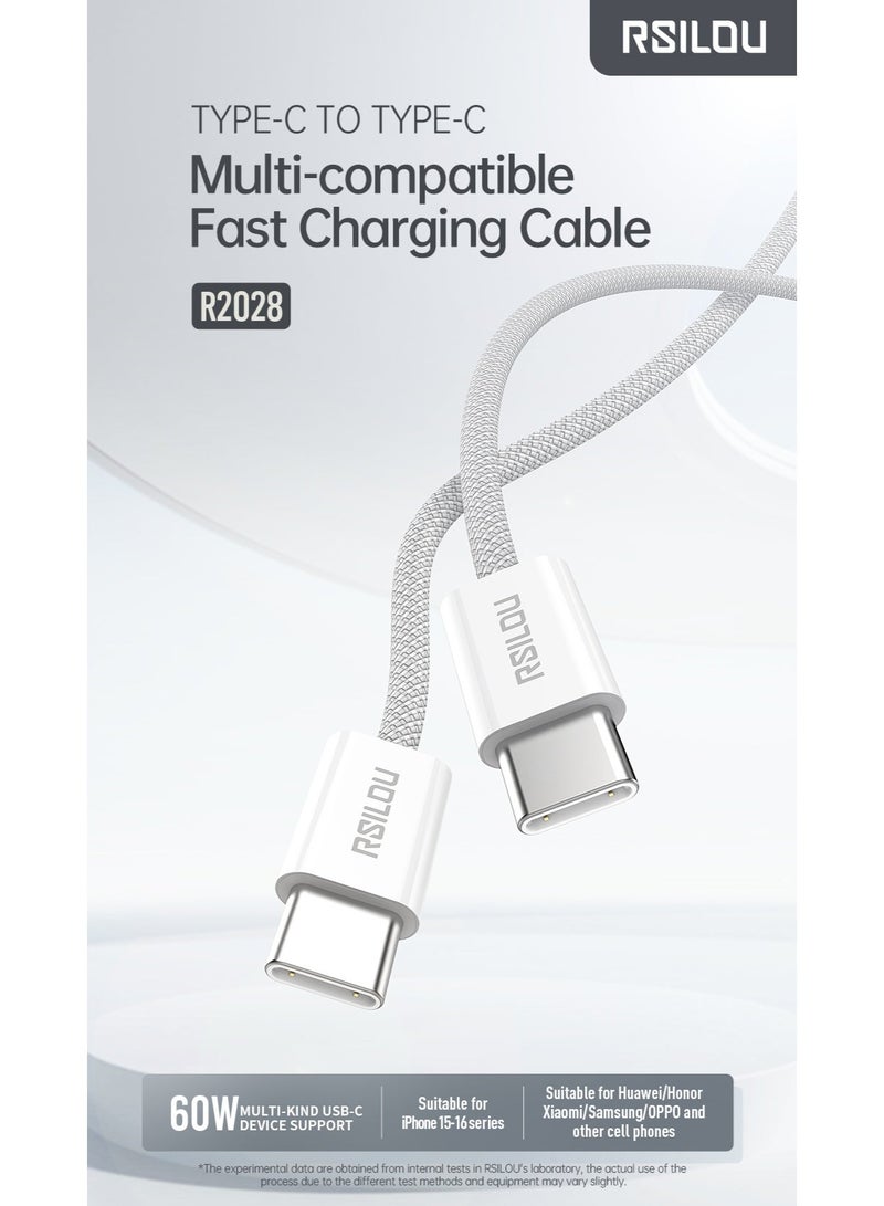 RSILOU- R2028 Type-C to Type-C Fast Charging & Data Cable (100cm) | Durable | Tangle-Free Design | High-Speed Data Transfer - Image 3