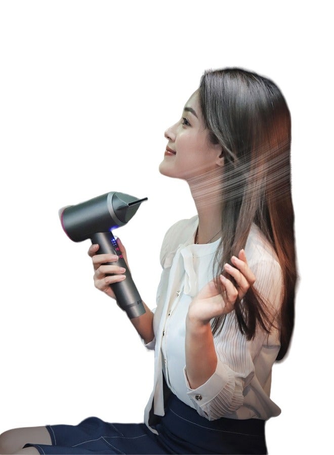 مجفف شعر لاسلكي محمول للأدوات المنزلية والسفر وصالون التصفيف، يحتوي على وظيفة الهواء الساخن والبارد، مع فوهة تجميع وفوهة توزيع - Image 2