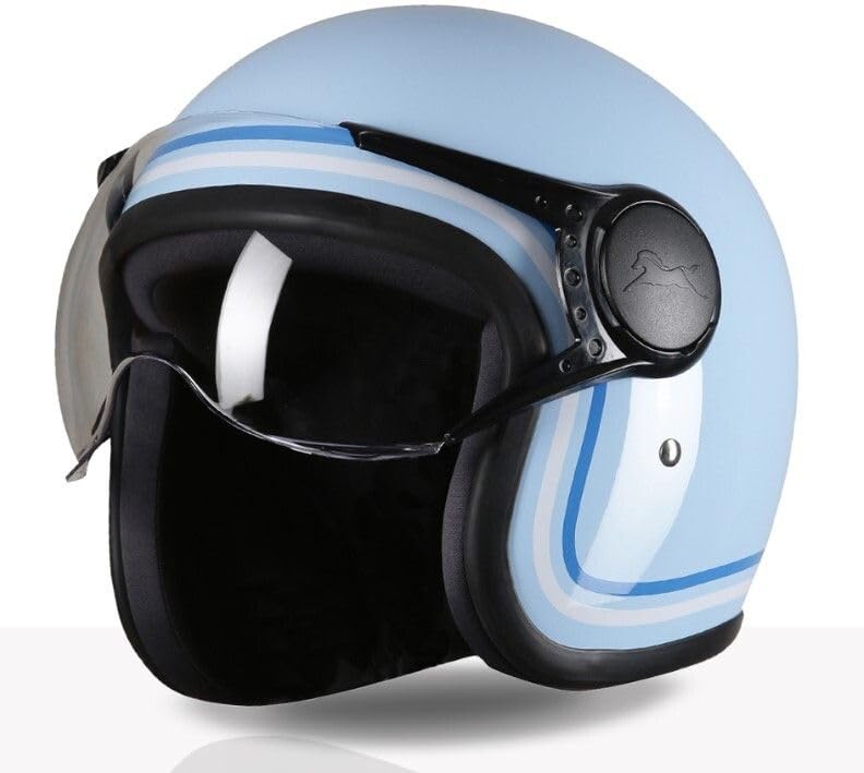 TVS MissFit Women's Open Face Helmet | Lightweight Shell | Pastel Colors Designed Exclusively for Women | Extreme Comfort Fit for Girls | Clear Visor | DOT & ISI Certified (Sky/S) - Image 1