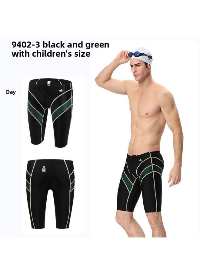 Loquat Yingfa Waterproof Chlorine-resistant Quick-drying Competition Racing Professional Training Five-point Knee-length Swimming Trunks 9402 Swimming Union Certification-Color:9402-3- - Image 1
