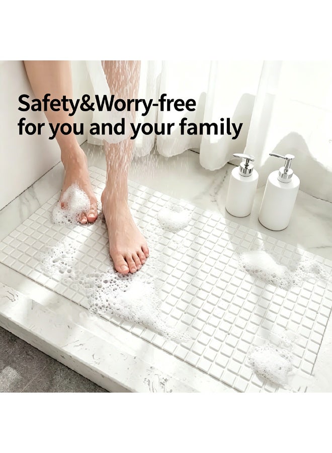 FEELSO Non-Slip Bath Tub Shower Mat with Suction Cups and Drain Holes 40*70cm White - Image 5