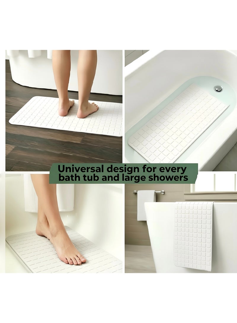 FEELSO Non-Slip Bath Tub Shower Mat with Suction Cups and Drain Holes 40*70cm White - Image 2