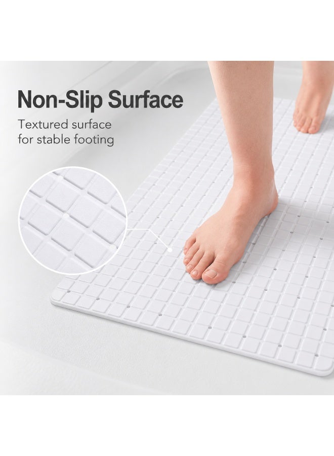 FEELSO Non-Slip Bath Tub Shower Mat with Suction Cups and Drain Holes 40*70cm White - Image 3