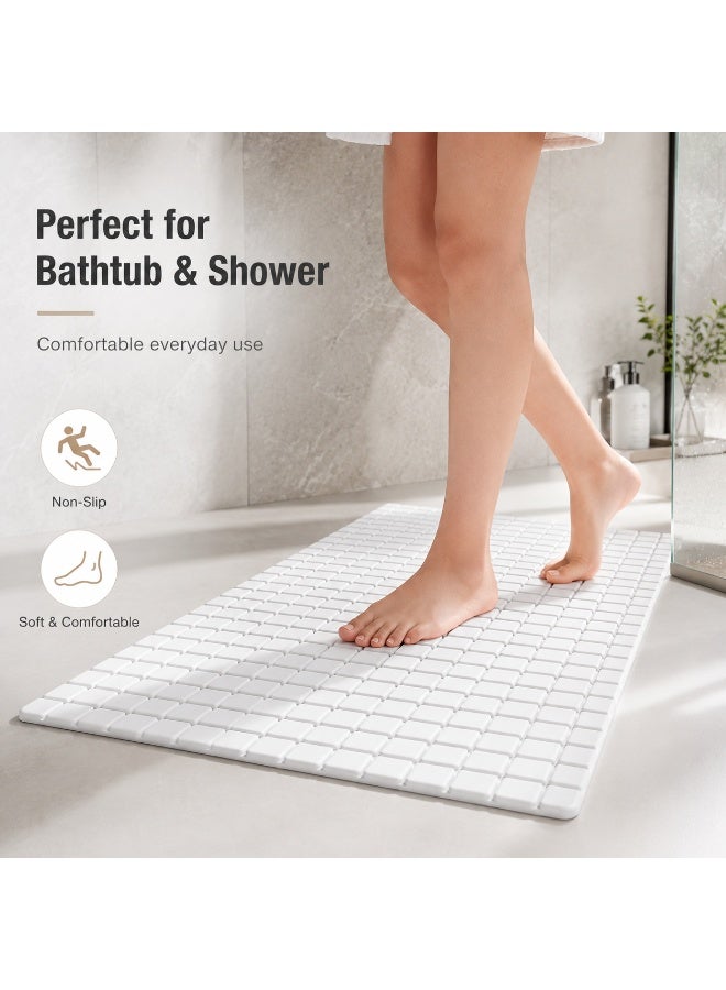 FEELSO Non-Slip Bath Tub Shower Mat with Suction Cups and Drain Holes 40*70cm White - Image 5