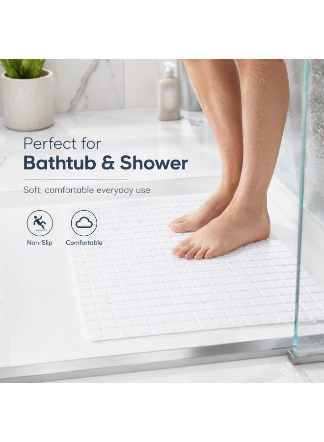 FEELSO Non-Slip Bath Tub Shower Mat with Suction Cups and Drain Holes 40*70cm White - Image 2