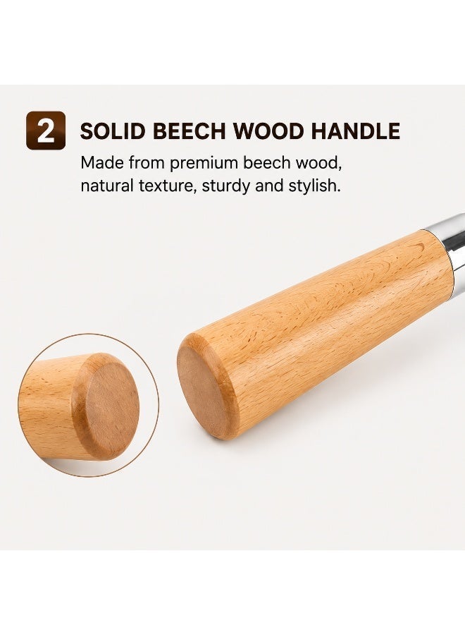 EXCLIFE 51mm coffee machine handle solid wood bottomless coffee handle stainless steel coffee machine handle three-ear extraction handle - Image 4