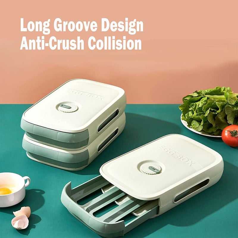 TGOPIT صندوق تخزين البيض tgopit مع غطاء نوع الدرج الجديد لصندوق تخزين البيض للثلاجة صندوق الحفاظ على الطازج حاوية تخزين الطعام المنزلية صندوق تخزين البيض في الثلاجة صواني البيض الأخضر - Image 2