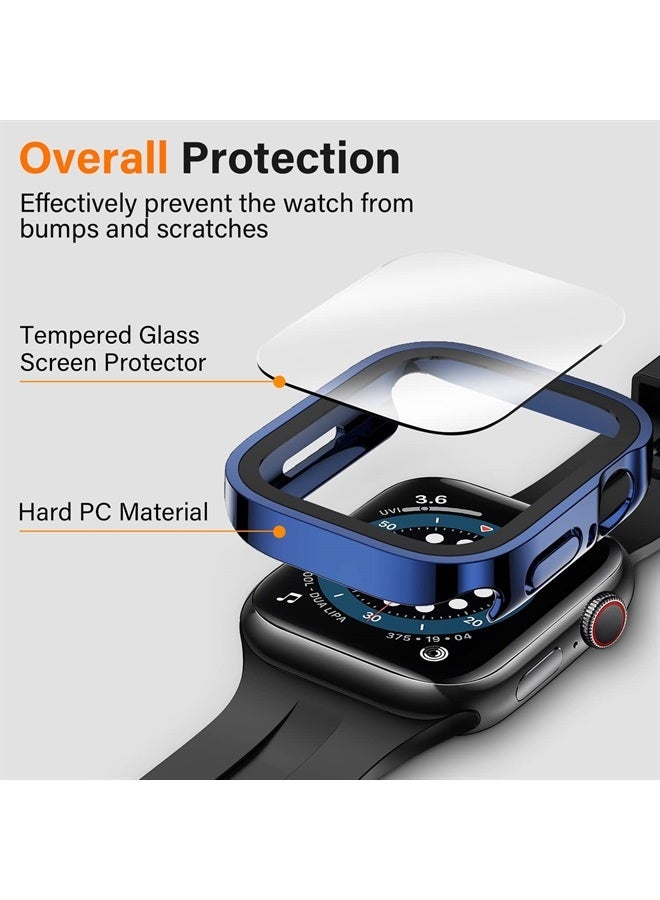 2 Pack Compatible with Apple Watch Case 40mm Series 6/5/4/SE with Built-in Screen Protector, Hard PC Case Straight Edge Ultra Thin Anti-Scratch Protective Cover for iWatch 40mm (Blue/Clear)