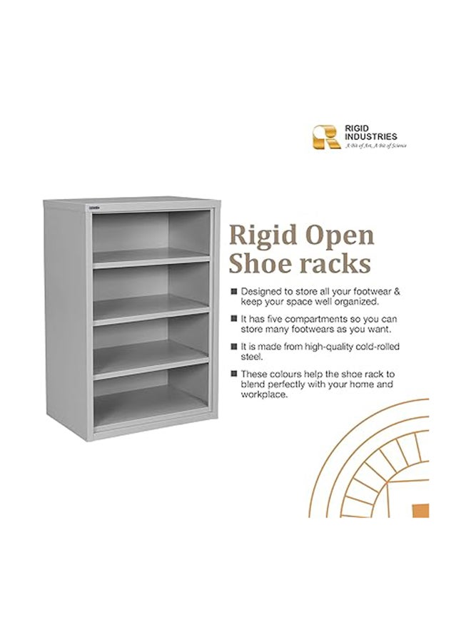 RIGID Metal Shoe Rack 4 Tier Steel Display Cabinet with Modern Shelf Design Free Standing Entryway Shoes Organizer Tower for Home, Office, Living Room (Grey, 60x40x90 cm), Pre-Assembled - Image 2