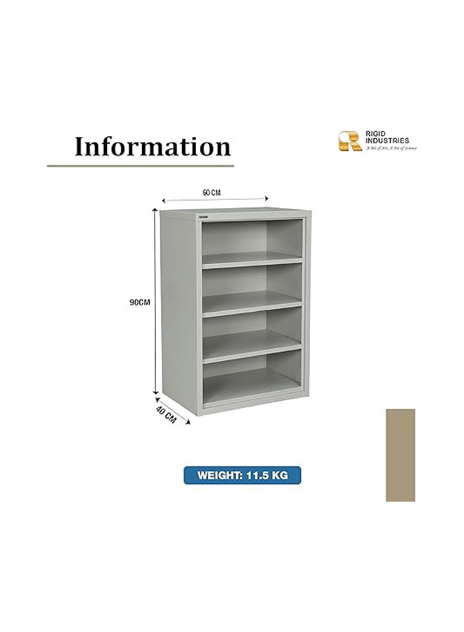 RIGID Metal Shoe Rack 4 Tier Steel Display Cabinet with Modern Shelf Design Free Standing Entryway Shoes Organizer Tower for Home, Office, Living Room (Grey, 60x40x90 cm), Pre-Assembled - Image 4