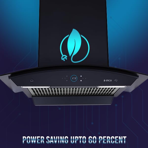 Elica Elica iSMART 5 STAR Performance 60 cm Filterless Heat Autoclean Kitchen Chimney with Inverter Technology Remote Control and 15 Years Warranty iSMART GLACE FL HAC 60 LTW NERO  - Image 4