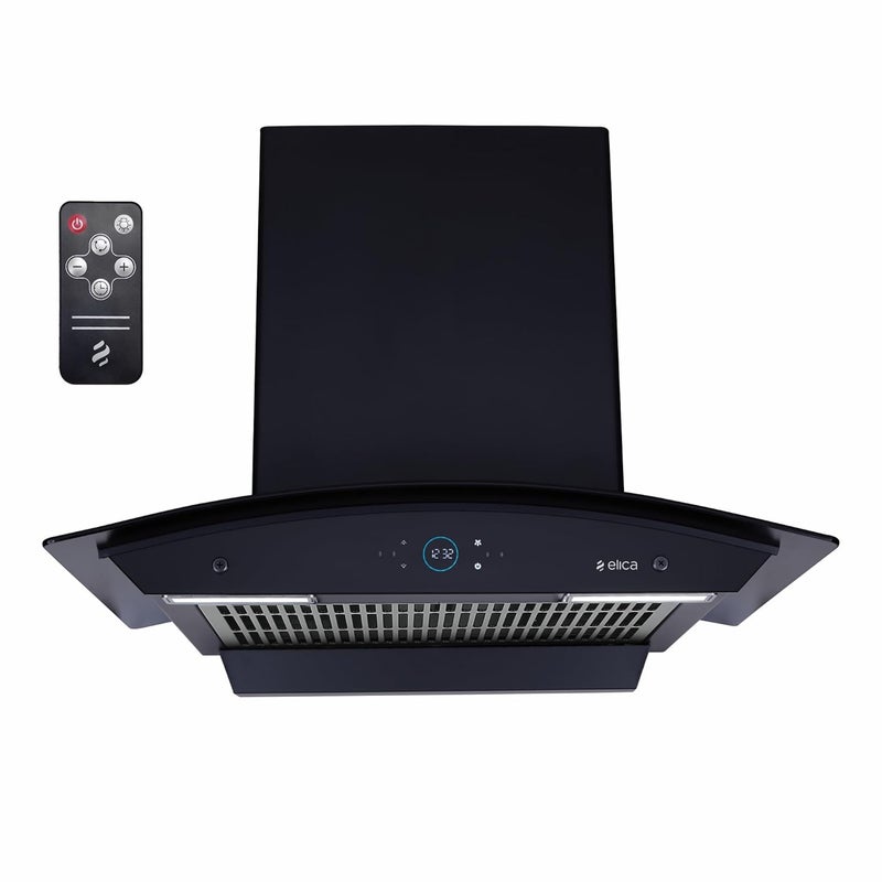 Elica Elica iSMART 5 STAR Performance 60 cm Filterless Heat Autoclean Kitchen Chimney with Inverter Technology Remote Control and 15 Years Warranty iSMART GLACE FL HAC 60 LTW NERO  - Image 1