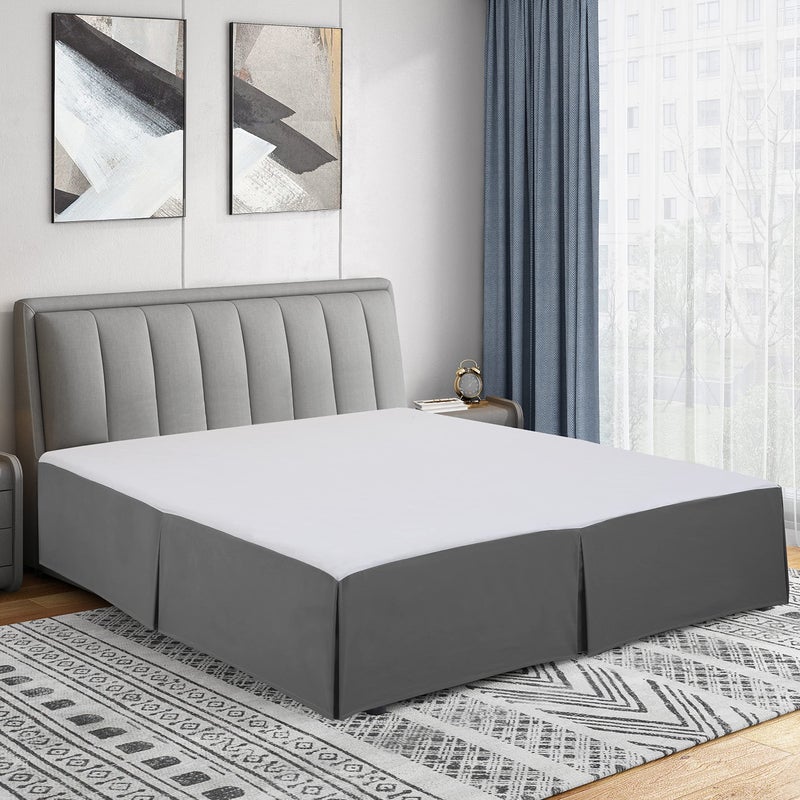 Cathay Home Double Brushed Microfiber Pleated Easy Fit Bed Skirt, Ultra Soft, Fade and Wrinkle Resistant - Gray, Queen - Image 1