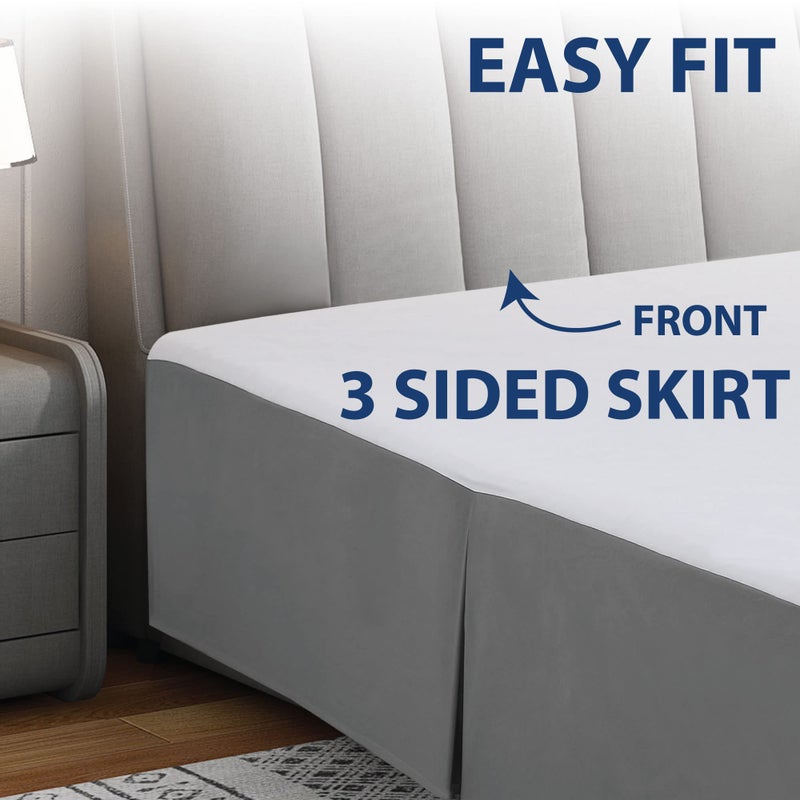 Cathay Home Double Brushed Microfiber Pleated Easy Fit Bed Skirt, Ultra Soft, Fade and Wrinkle Resistant - Gray, Queen - Image 4