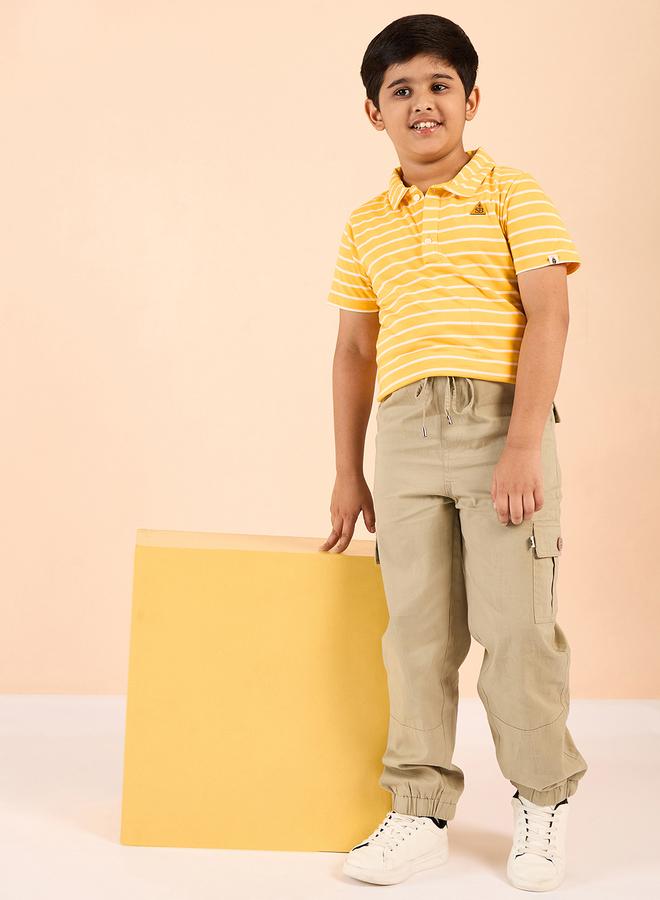 Stylo Bug Boys Yellow Striped Polo T-Shirt - Image 2