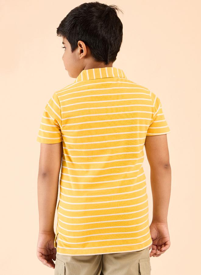Stylo Bug Boys Yellow Striped Polo T-Shirt - Image 3