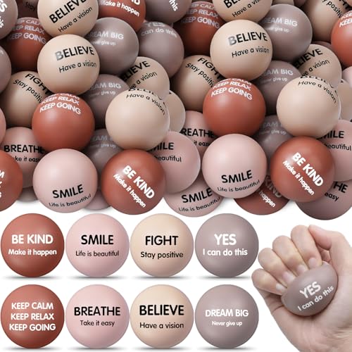 Liliful 48 Pcs Motivational Stress Balls Bulk Inspirational Squeeze Balls for Adults Anxiety Relief Fidget Toys Office Employee Gifts Classroom Rewards 22 Inch Nude - Image 1