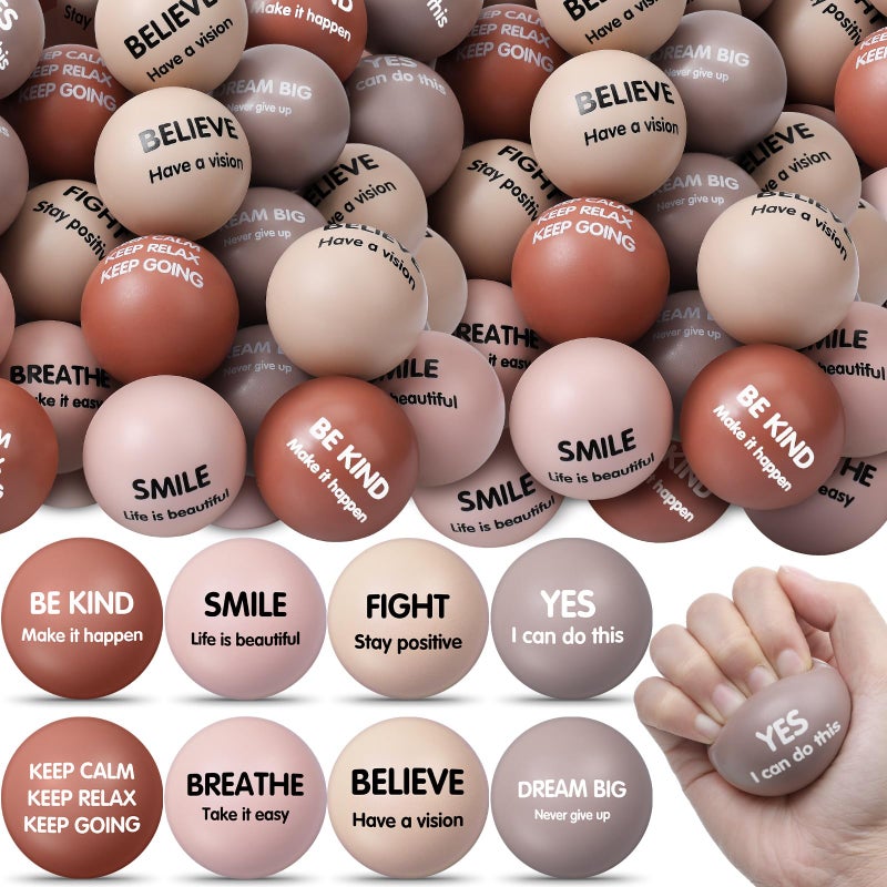 Liliful 48 Pcs Motivational Stress Balls Bulk Inspirational Squeeze Balls for Adults Anxiety Relief Fidget Toys Office Employee Gifts Classroom Rewards 22 Inch Nude - Image 3