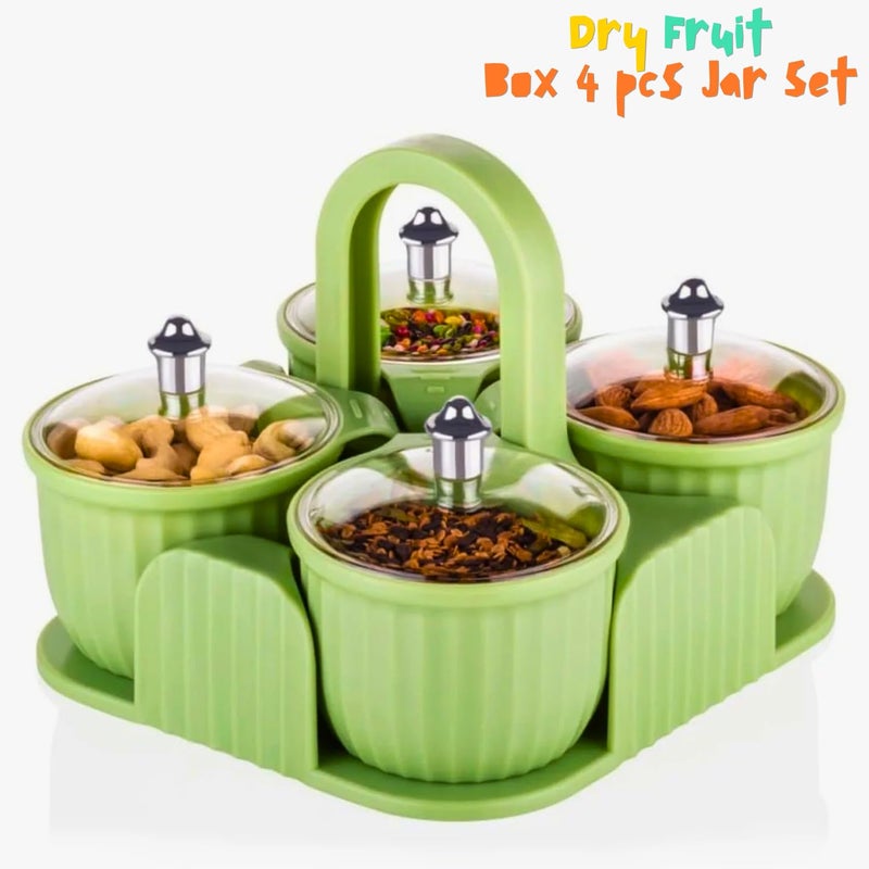 KhuHap Multipurpose Masala Box for Kitchen Spice Rack 4 Pc Plastic Jar Set for Achar Pickle Mukhwas Dry Fruit Masala Sweets Chocolate Storage Kitchen Dining Organizer MultiColor - Image 2