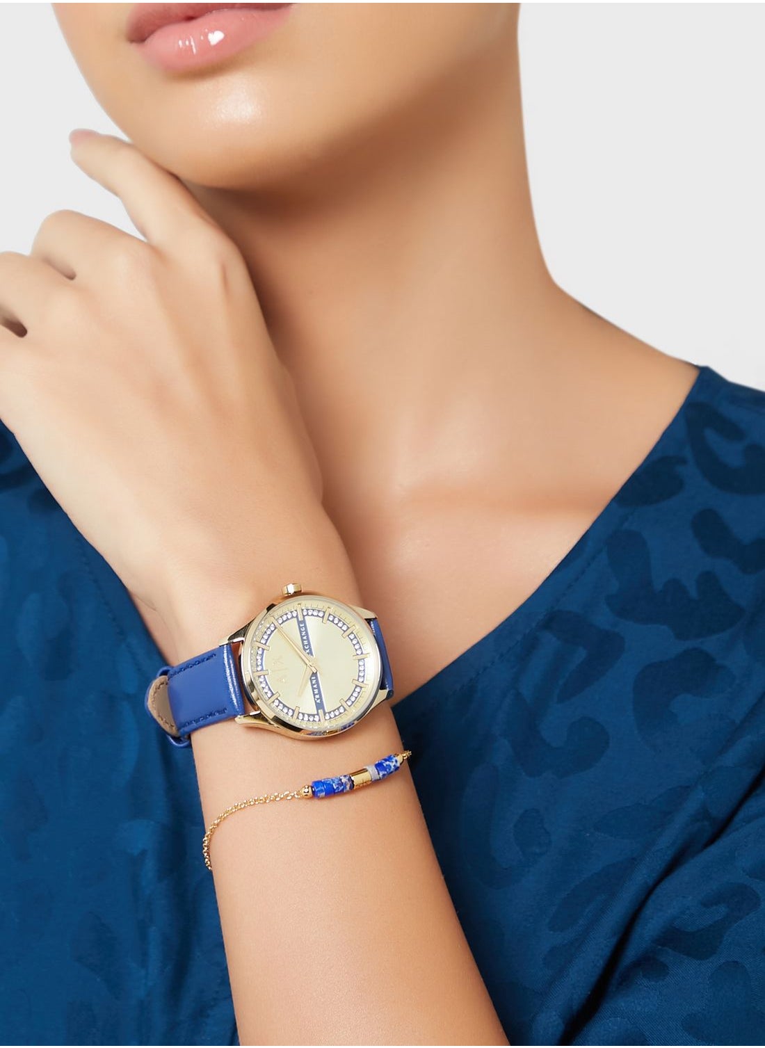 Buy Armani Exchange Blue Lady Hampton+Watch+Bracelet for Women in KSA