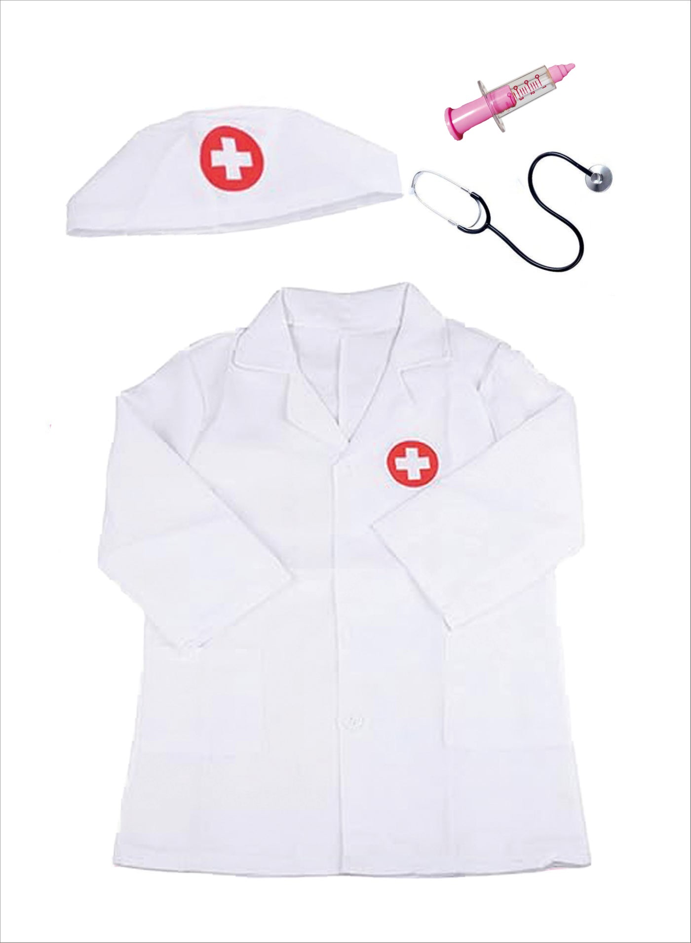 4-Pack Kids and Toddler Nurse Costumes, Pretend Play Dress Up Set, Doctor Cosplay Costumes, Cosplay for Boys and Girls Ages 3-7, White