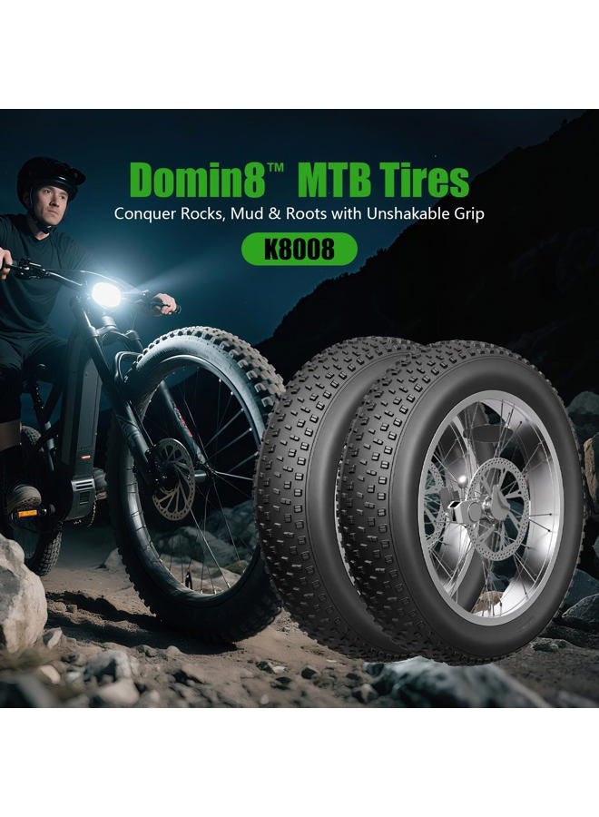 kulifoo Fat Tire Electric Bike Tires 20x4.0 2-Pack All Terrain Puncture Proof Ebike Tires with Deep Tread, Wear-Resistant for Snow/Sand/Beach/Off-Road - 20 inch Compatible with Fat Tire Bikes - Image 2