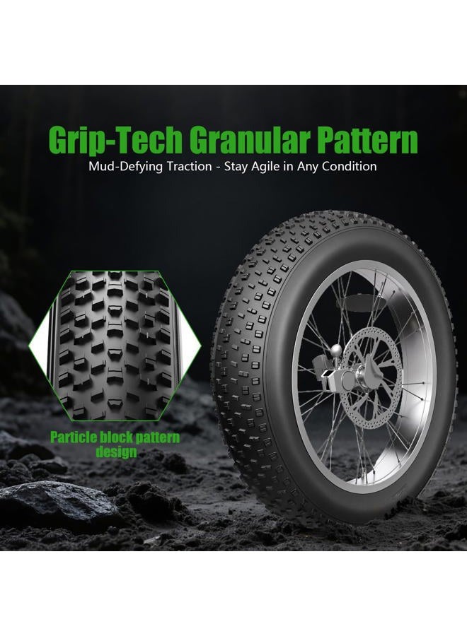 kulifoo Fat Tire Electric Bike Tires 20x4.0 2-Pack All Terrain Puncture Proof Ebike Tires with Deep Tread, Wear-Resistant for Snow/Sand/Beach/Off-Road - 20 inch Compatible with Fat Tire Bikes - Image 4