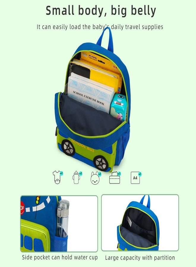 willikiva حقيبة ظهر للأطفال الصغار من ويليكيفا بتصميم سيارة ديناصور، مناسبة للأولاد والبنات، مقاومة للماء، حقيبة ما قبل المدرسة (حافلة مدرسية خضراء) - Image 4
