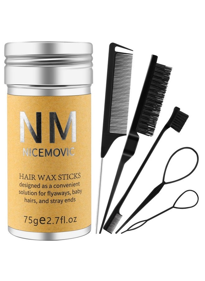 NICEMOVIC Hair Wax Stick Set for Flyaways Hair Accessories for Women Girl Teen Girls Trendy Stuff, Hair Styling Tools Slick Stick Baby Hair Gel, Christmas/Birthday Gifts Stocking Stuffers for Women Kids (Black)  - Image 1