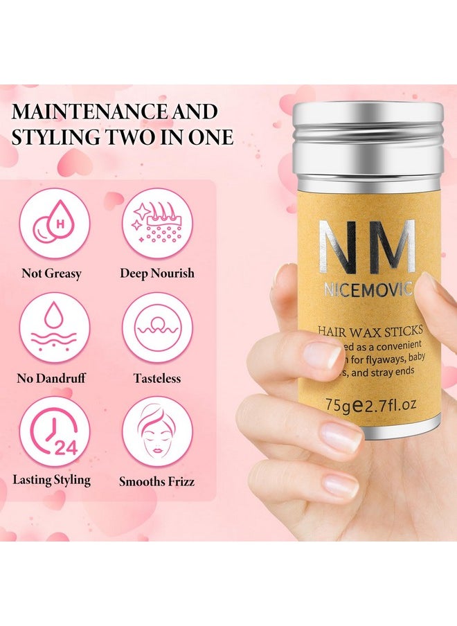 NICEMOVIC Hair Wax Stick Set for Flyaways Hair Accessories for Women Girl Teen Girls Trendy Stuff, Hair Styling Tools Slick Stick Baby Hair Gel, Christmas/Birthday Gifts Stocking Stuffers for Women Kids (Black)  - Image 4