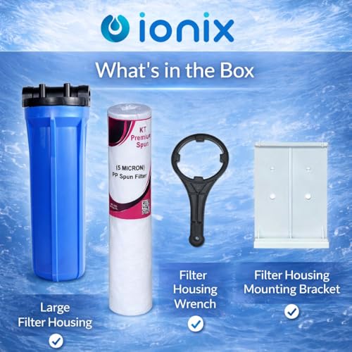 IONIX 20 Inch slim housing,Pre filter 20 inches forr Commercial and Domestic Water Purifier, For usage upto 300 liters per day (0.5 Inch Inlet Outlet, Sediment Filter) - Image 2