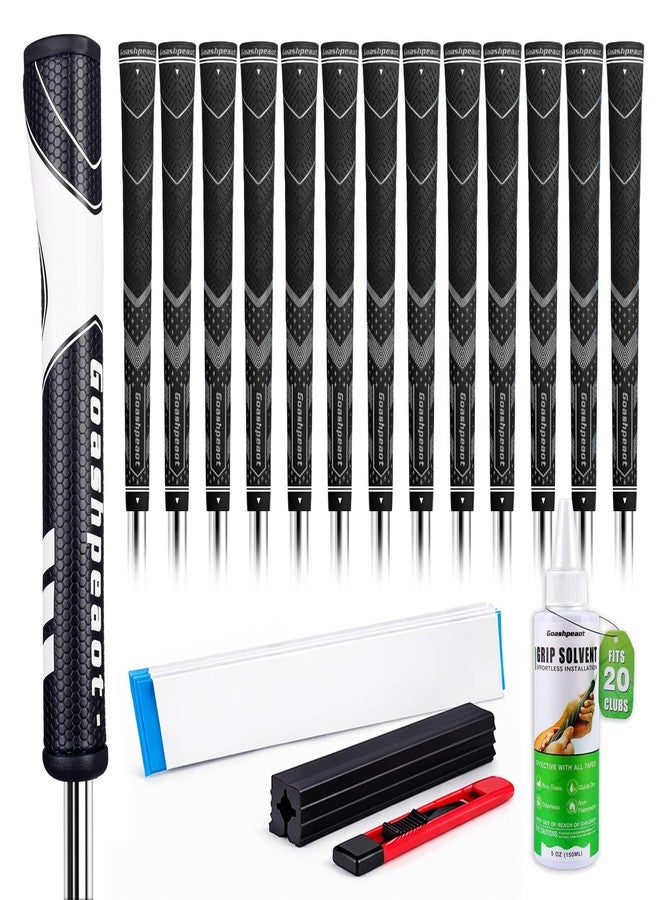 Goashpeaot Premium All-Weather Golf Grips13-Pack with Putter Grip and Regripping Kit, Advanced Texture for Maximum Performance Control & Comfor Golf Club Grips (Grey, Midsize) - Image 1