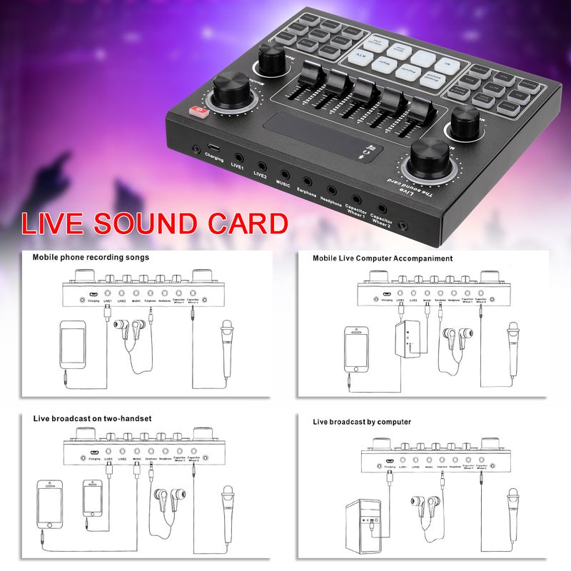 Multifunctional Live V9 Sound Card and BM800 Suspension Microphone Kit Broadcasting Recording Condenser Microphone Set Intelligent Webcast Live Sound Card for Computers and Mobilephone - Image 5