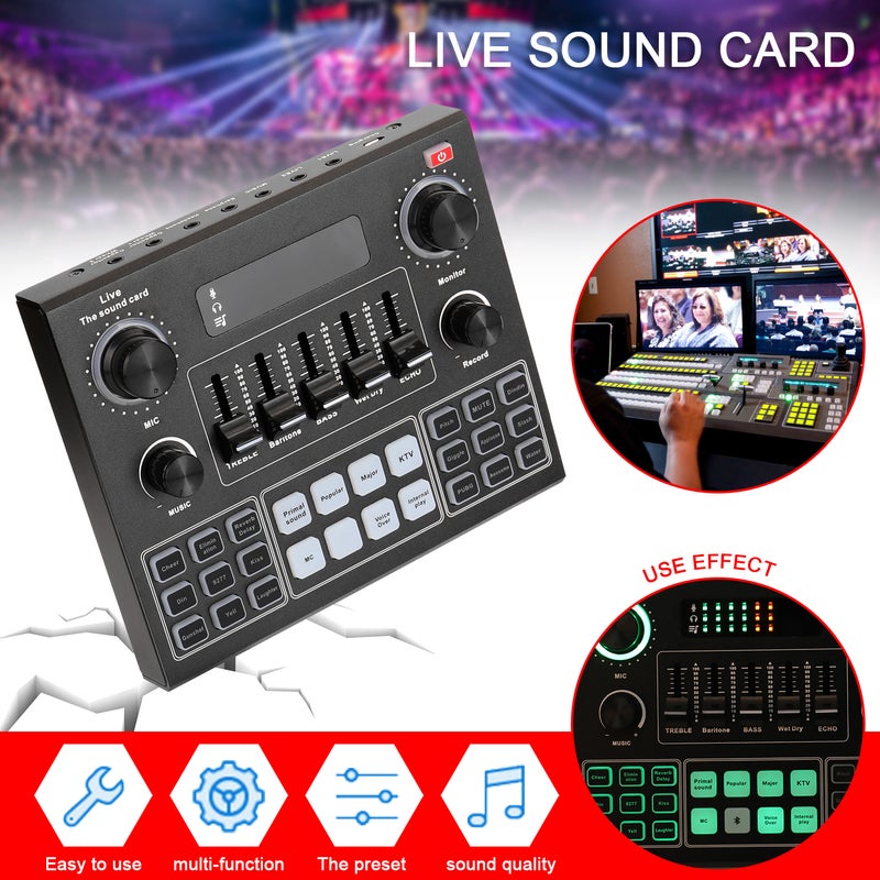 Multifunctional Live V9 Sound Card and BM800 Suspension Microphone Kit Broadcasting Recording Condenser Microphone Set Intelligent Webcast Live Sound Card for Computers and Mobilephone - Image 4