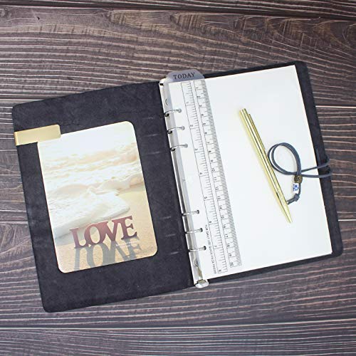 WONDERPOOL Leather Journal A5 Refillable 6 Ring Binder Notebook with Lined Paper and Pen,Writing Diary for Work Travel and Agenda Plan (A5, Grey) - Image 3