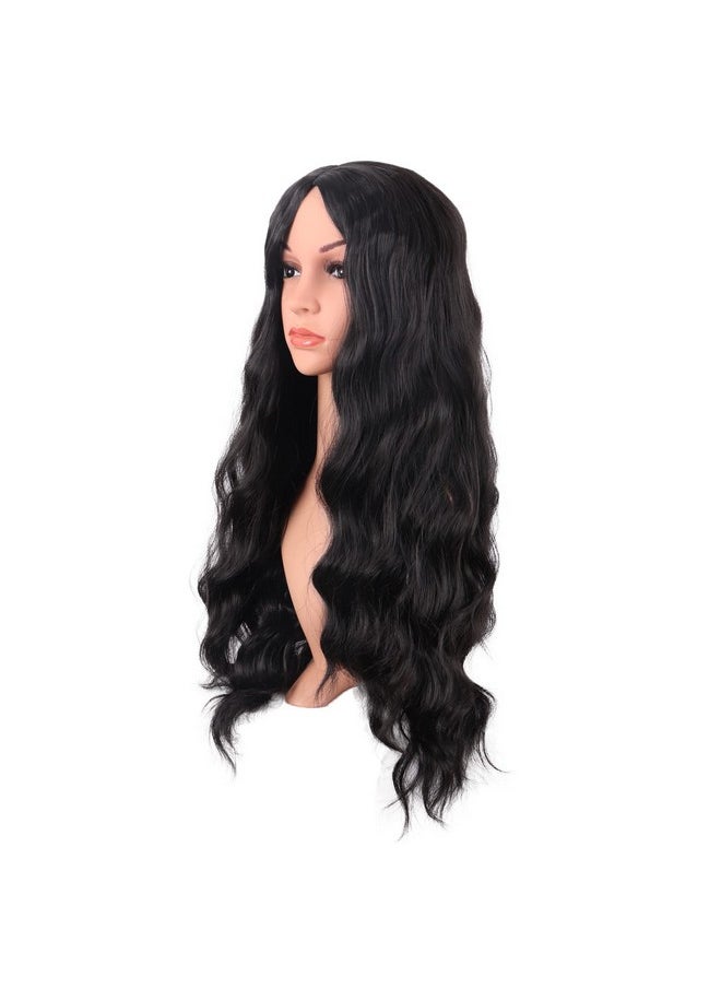 Apofbeauty 28 Inch/70 Cm Long Wavy Middle Part With No Bangs Synthetic Fiber Curly Fashion Women Party Cosplay Wig (Black) - pzsku/ZDE3189FC9B5600C808D5Z/45/_/1696070169/7df91827-7cbb-4306-a94c-beab2cce36b9