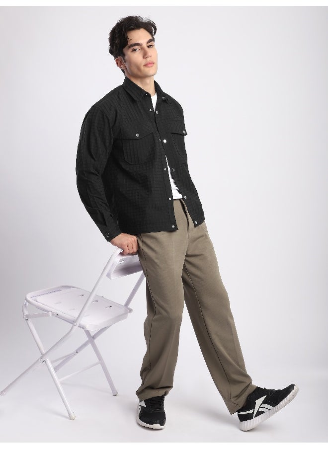 Beyoung Black Block Textured Shacket  - Image 2