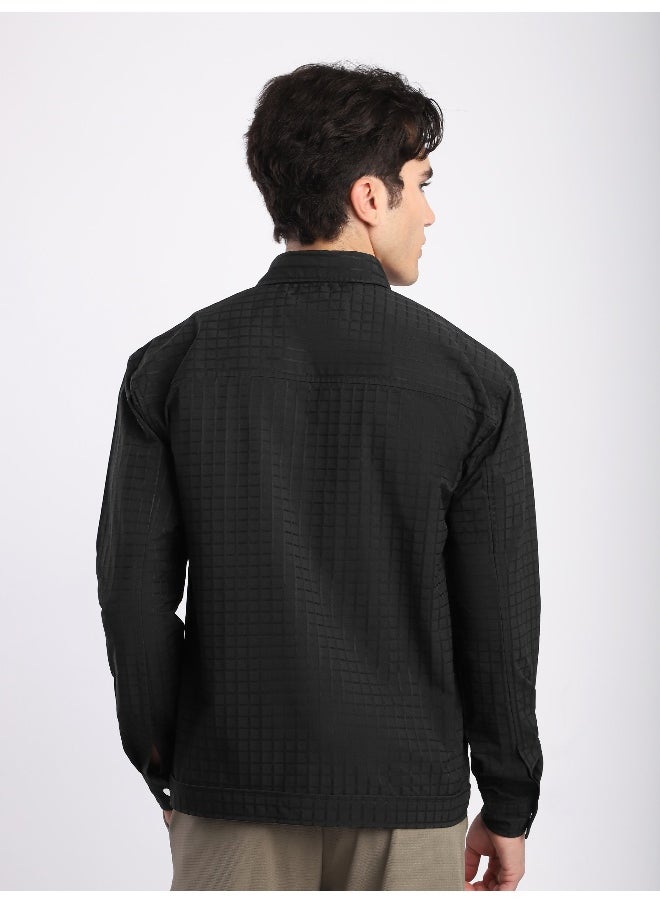 Beyoung Black Block Textured Shacket  - Image 5