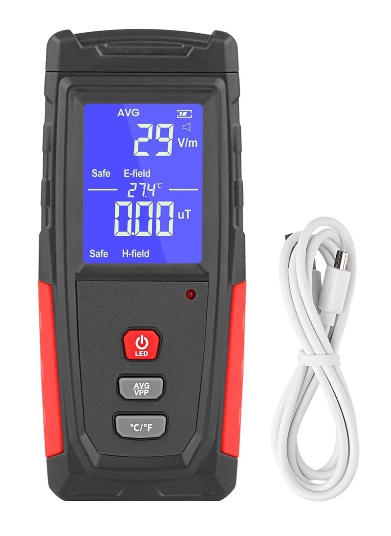 Excefore - EMF Meter, Portable Digital Radiation Detector, Handheld EMF Detector for Home/Outdoor, Electric/Magnetic Field/Ghost Detector - LED Light & Sound Alarm Black (1-1999V/m, 0.01-99.99μT) - Image 1