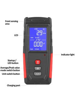 Excefore EMF Meter, Portable Digital Radiation Detector, Handheld EMF Detector for Home/Outdoor, Electric/Magnetic Field/Ghost Detector - LED Light & Sound Alarm Black (1-1999V/m, 0.01-99.99μT)  - Image 3