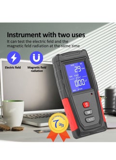 Excefore EMF Meter, Portable Digital Radiation Detector, Handheld EMF Detector for Home/Outdoor, Electric/Magnetic Field/Ghost Detector - LED Light & Sound Alarm Black (1-1999V/m, 0.01-99.99μT)  - Image 2