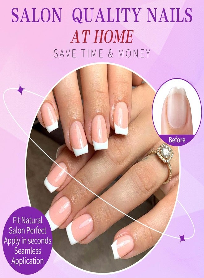 Lifextol 240pc French Tip Press On Nails Short Square Set, White French Tip, Plastic, Press-On False Nails, 120pcs per Set, 240pcs Total - Image 3