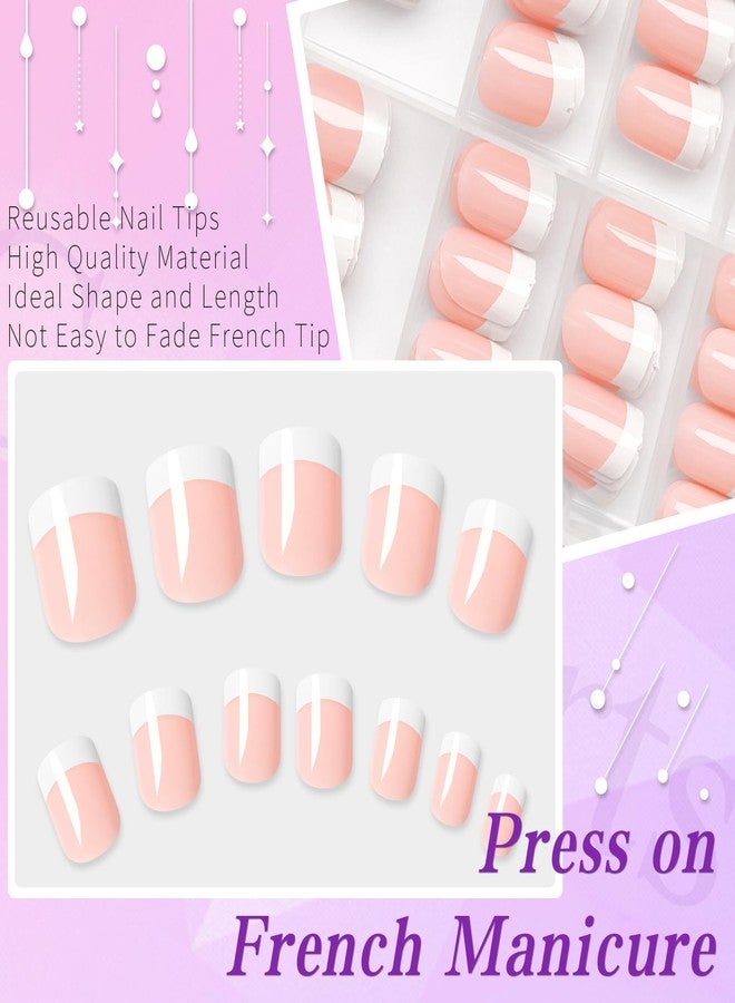 Lifextol 240pc French Tip Press On Nails Short Square Set, White French Tip, Plastic, Press-On False Nails, 120pcs per Set, 240pcs Total - Image 2