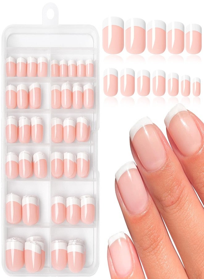 Lifextol 240pc French Tip Press On Nails Short Square Set, White French Tip, Plastic, Press-On False Nails, 120pcs per Set, 240pcs Total - Image 1