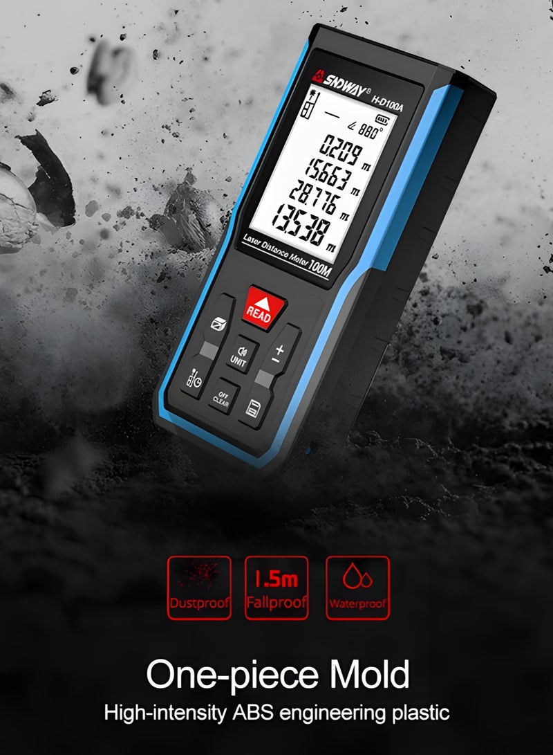 H-D100A Digital Laser Rangefinder 100M Distance Meter Tape Measure Area Volume - Image 5