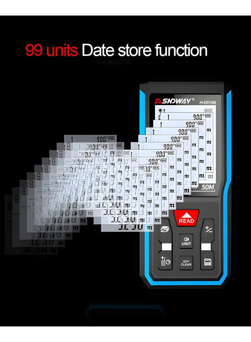 H-D100A Digital Laser Rangefinder 100M Distance Meter Tape Measure Area Volume - Image 3