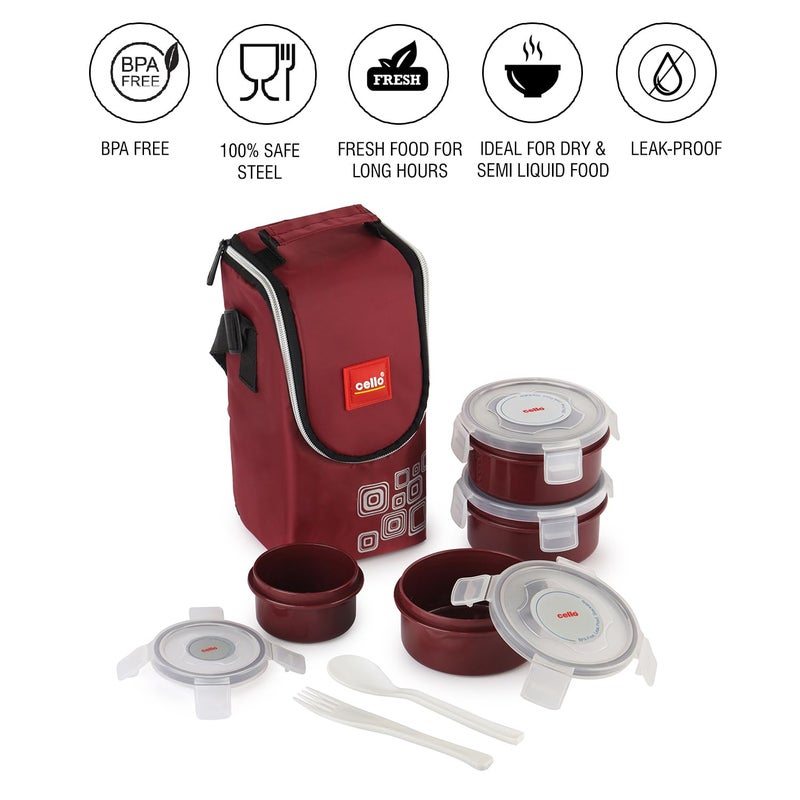 Cello CELLO MF Click Polypropylene Lunch Box Set 300ml 4Pieces Brown  - Image 3