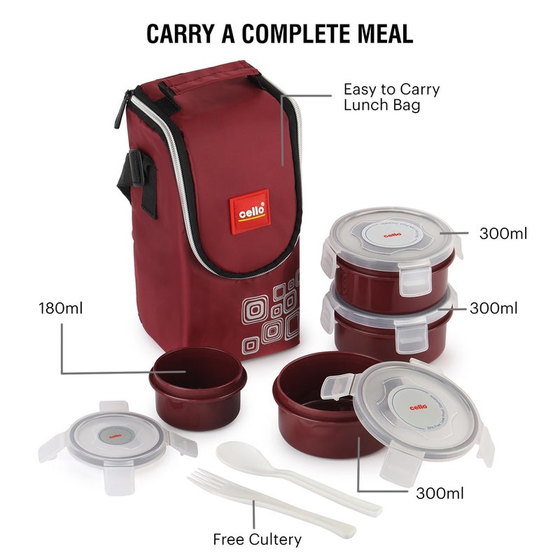 Cello CELLO MF Click Polypropylene Lunch Box Set 300ml 4Pieces Brown  - Image 4