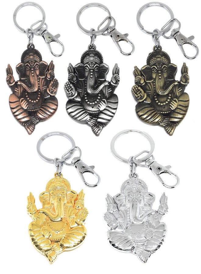 أورا سلسلة مفاتيح أورا غانيشا غانباتي للدراجات والسيارات للرجال والنساء والفتيات والفتيان والأصدقاء، سلسلة مفاتيح بخطاف معدني (متعددة الألوان، 2) - Image 1